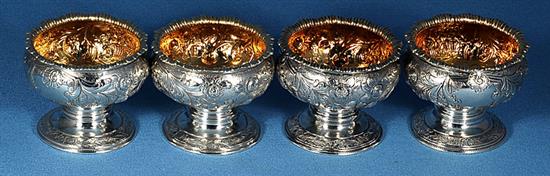 A set of four large George III silver table salts, by Robert Hennell I, Height 60mm, weight 16oz/500grms